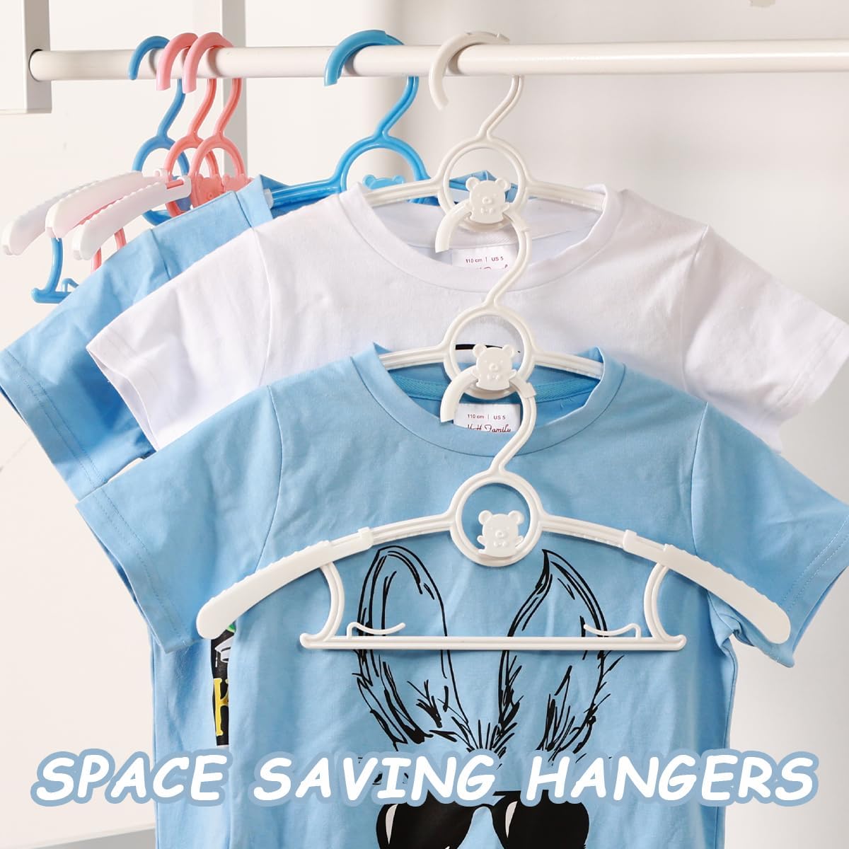 Baby Hangers for Nursery Closet 40 Pack Plastic Kids Clothes Hanger Space Saving Non Slip Extendable Toddler 11-14” Adjustable Hangers Heavy Duty Clothing Infant Hanger Bulk, White - Image 5