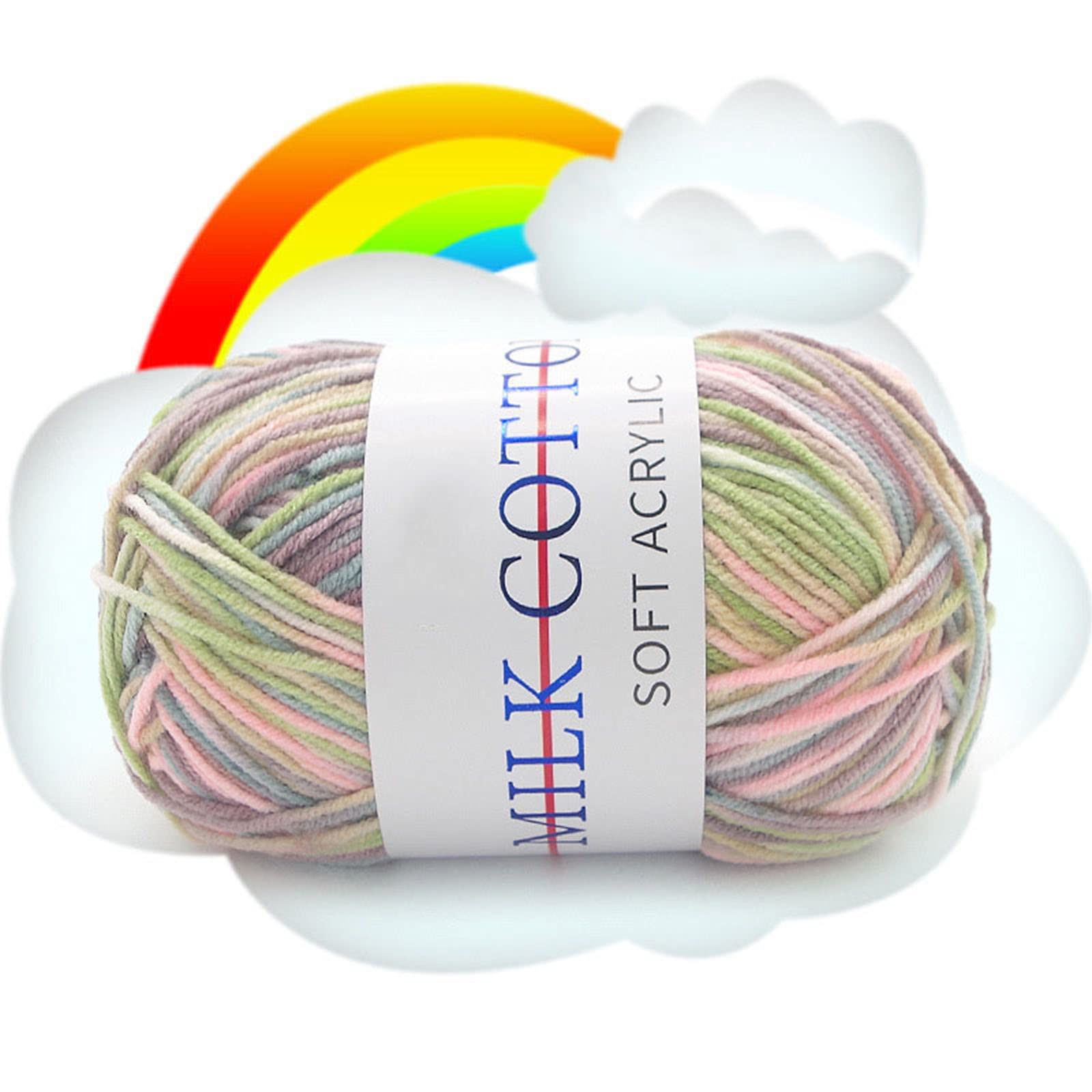 4PCS 50g Knitting Rainbow Wool Yarn Bright Gradient Colorful Super Soft Durable Milk Cotton Chunky Yarn for Crochet DIY Gloves Jumpers Scarf Sweaters Wool Cap (20 Balls,Color 29)