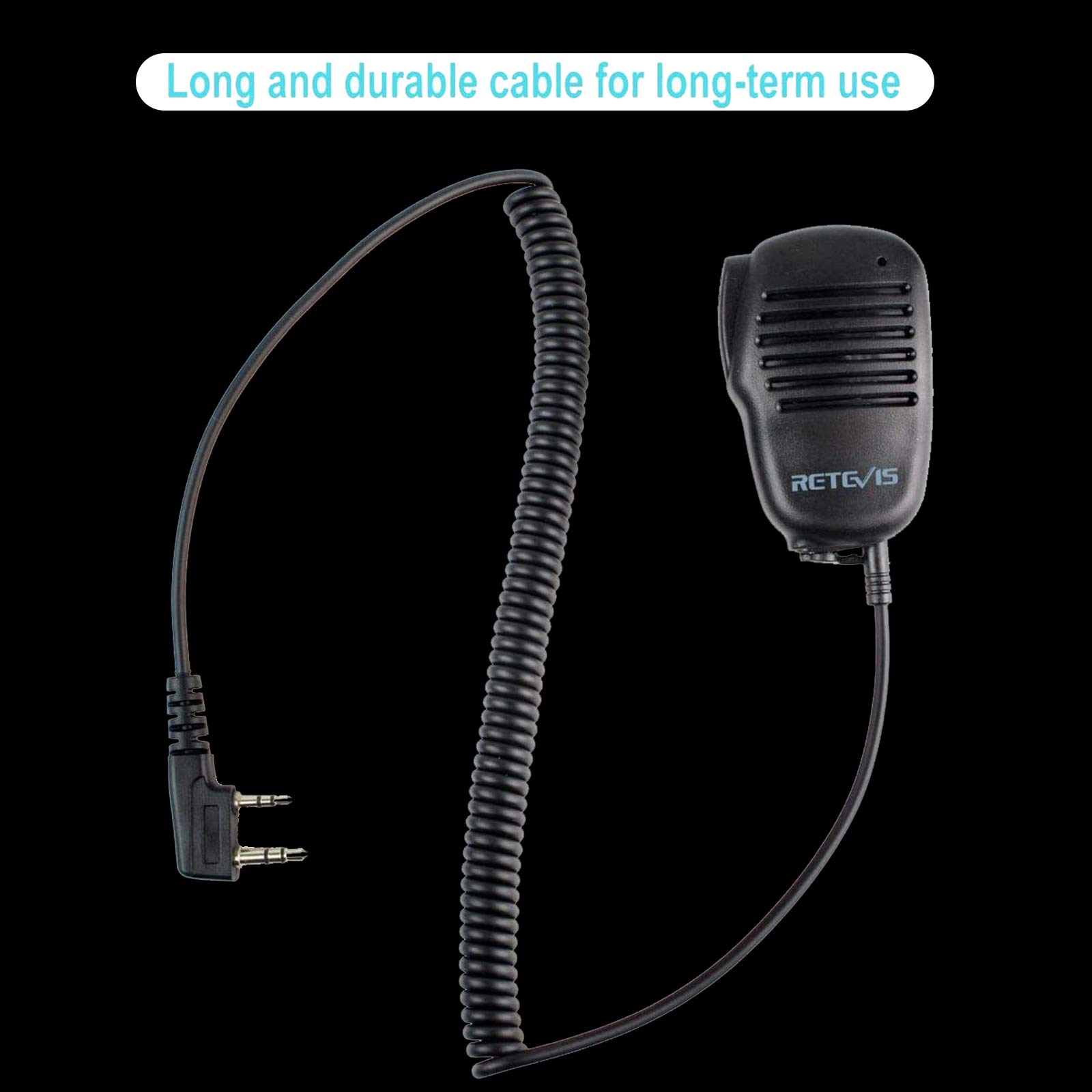 Retevis Mikrofon głośnikowy Walkie Talkie, 2-pinowy mikrofon przewodowy Kenwood, gniazdo 3,5 mm, kompatybilny RT24 RT622 RT668 Baofeng GT-5R UV-5R BF-888S Kenwood YAESU Thunderpole TX CB Radio (1 szt