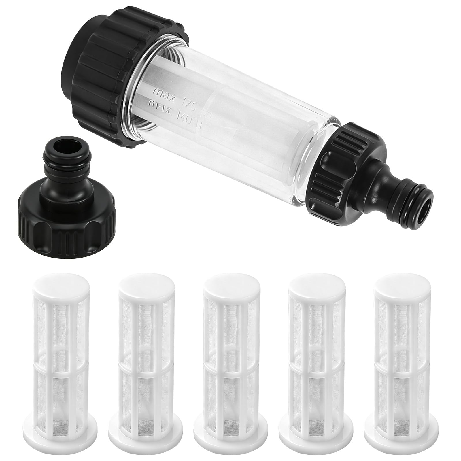 BESTYASH Wasserfilter Für Gartenschläuche – PVC-Kunststoff Mit Maschensieb, Kompakt, Verschleißfest – Für Sauberes Bewässerungswasser Im Garten