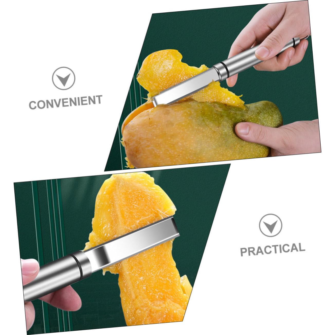 Cabilock 5 Piezas Descorazonador de Mangos Inoxidable Herramienta Multifuncional para Quitar Núcleos de Frutas Utensilio de Cocina Práctico y Duradero para Hogar