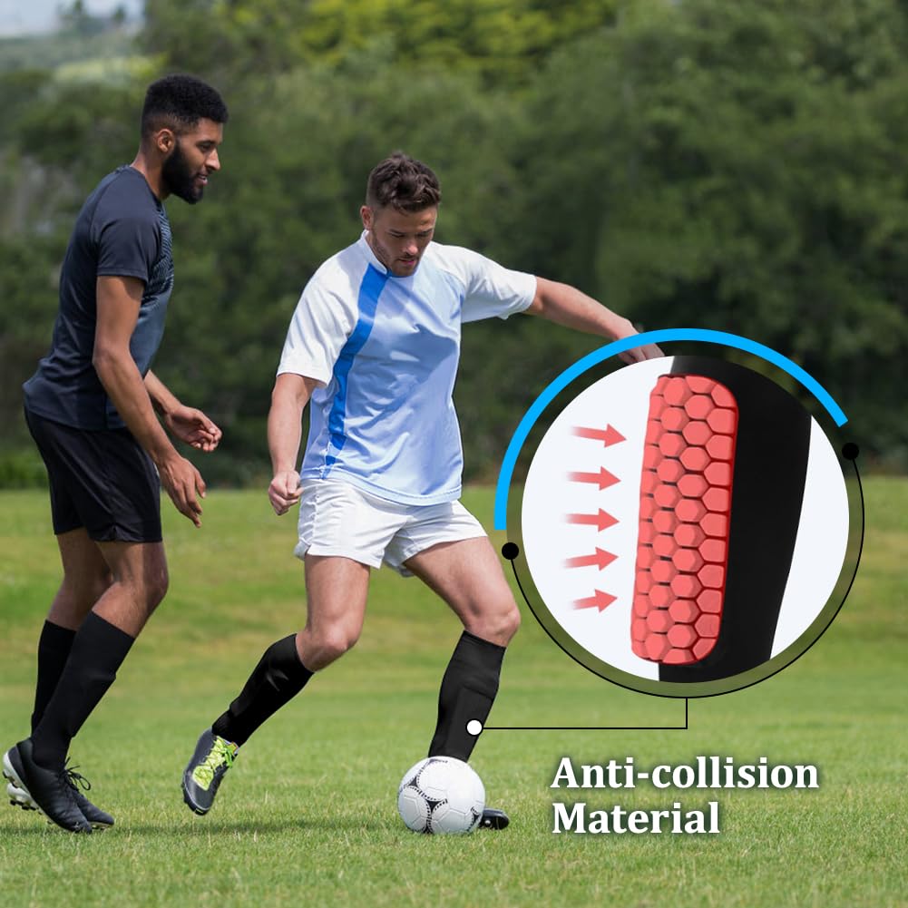 1 paio Parastinchi da Calcio, Manica Protettiva per Polpacci Antiscivolo, Parastinchi Calcio con Imbottitura EVA da 12mm a Nido d'Ape ideale per Calcio e Altri Sport