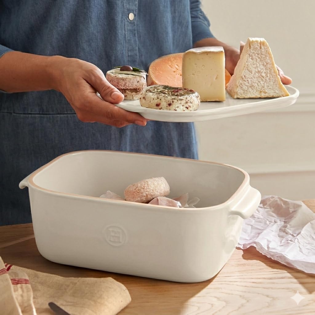 Emile Henry Cheese Box – Boîte à Fromage avec Couvercle – Céramique Haute Résistance – Conservation Optimale au Réfrigérateur – Coloris Argile – Fabriqué en France