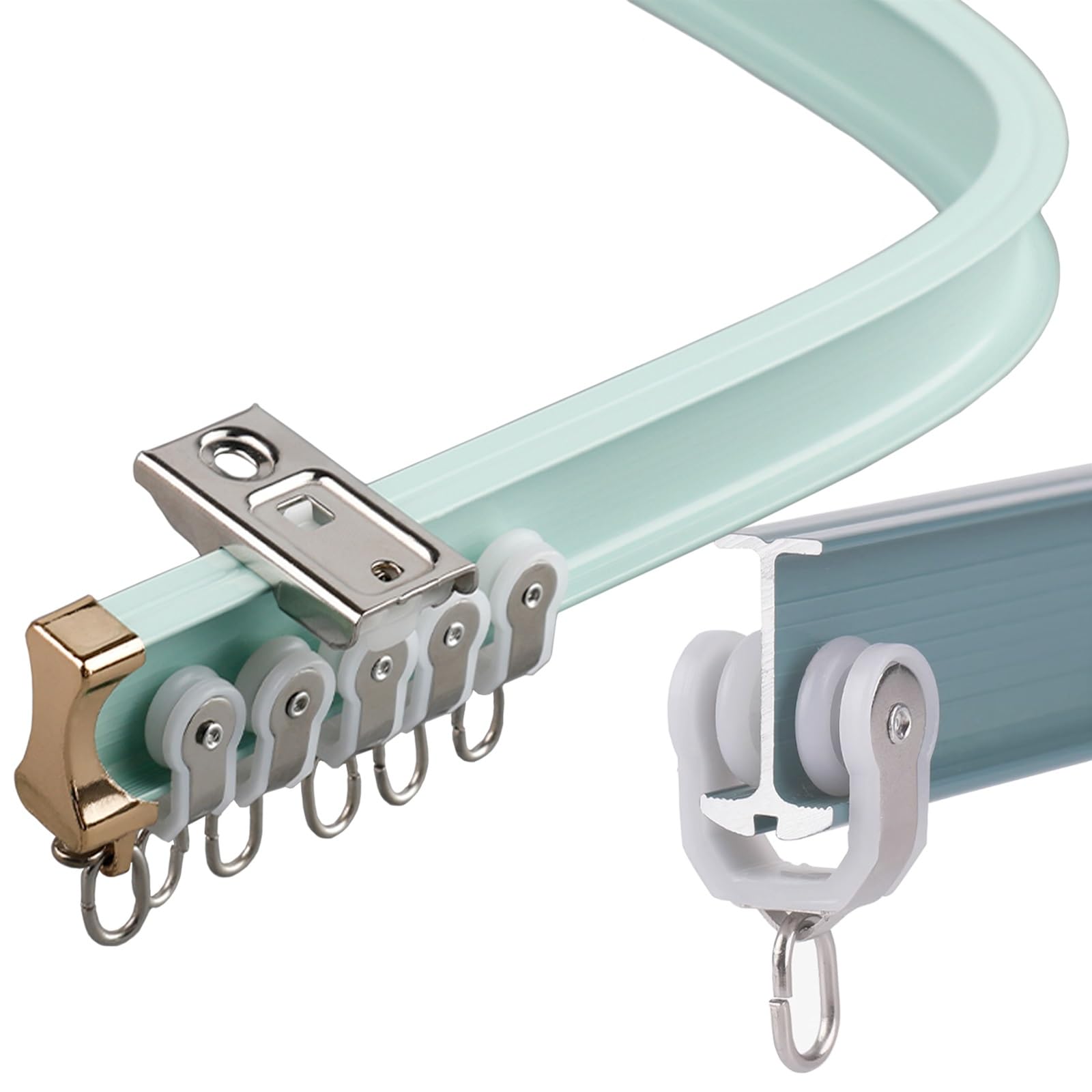 Ceiling Curtain Track Bendable And Straight Wall Curtain Track, Flexible Curved Aluminum Heavy Duty with Silent Pulley