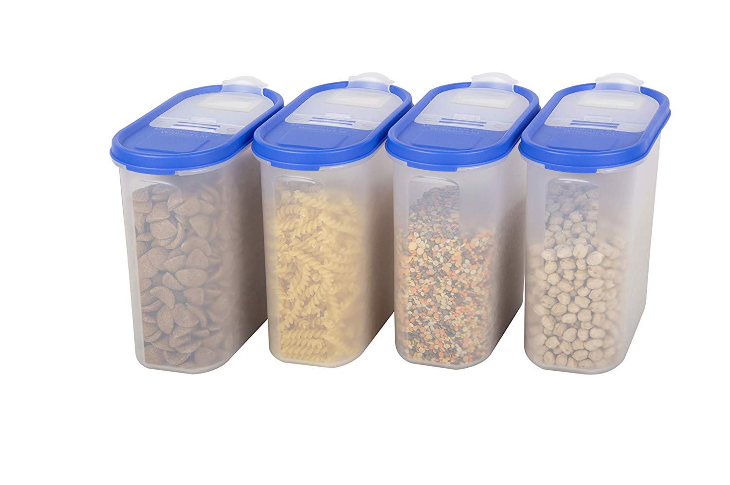 Cutting EDGE Kitchen Storage BPA-Free Stackable Container/Dispenser Set (7.5 cup/60 oz/1800ml) - Set of 4, Peppy Blue