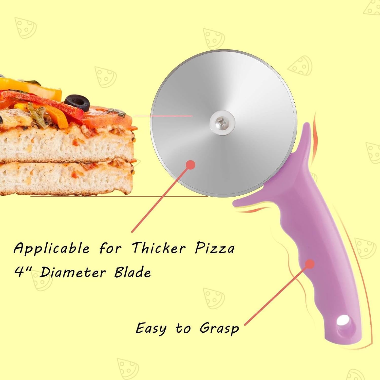 4-Inch Large Pizza Cutter Wheel with Cover, Stainless Steel Pizza Slicer