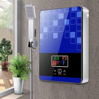 Tankless Electric Hot Water Heater Set 4500W 110V Instant Water Heater On Demand Bath Shower with LED Screen Display for Bathroom, Bathtub, RV, Whole House, Shower, Sink Small,w/Overheating Protection