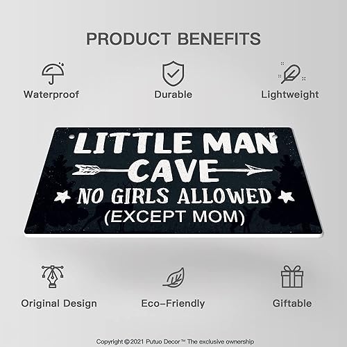 Miniatura 9 de Putuo Decor Letrero de cueva de hombre pequeño, decoración de pared para habitación de niños, niños pequeños, bebés, placa colgante de PVC de 10 x 5