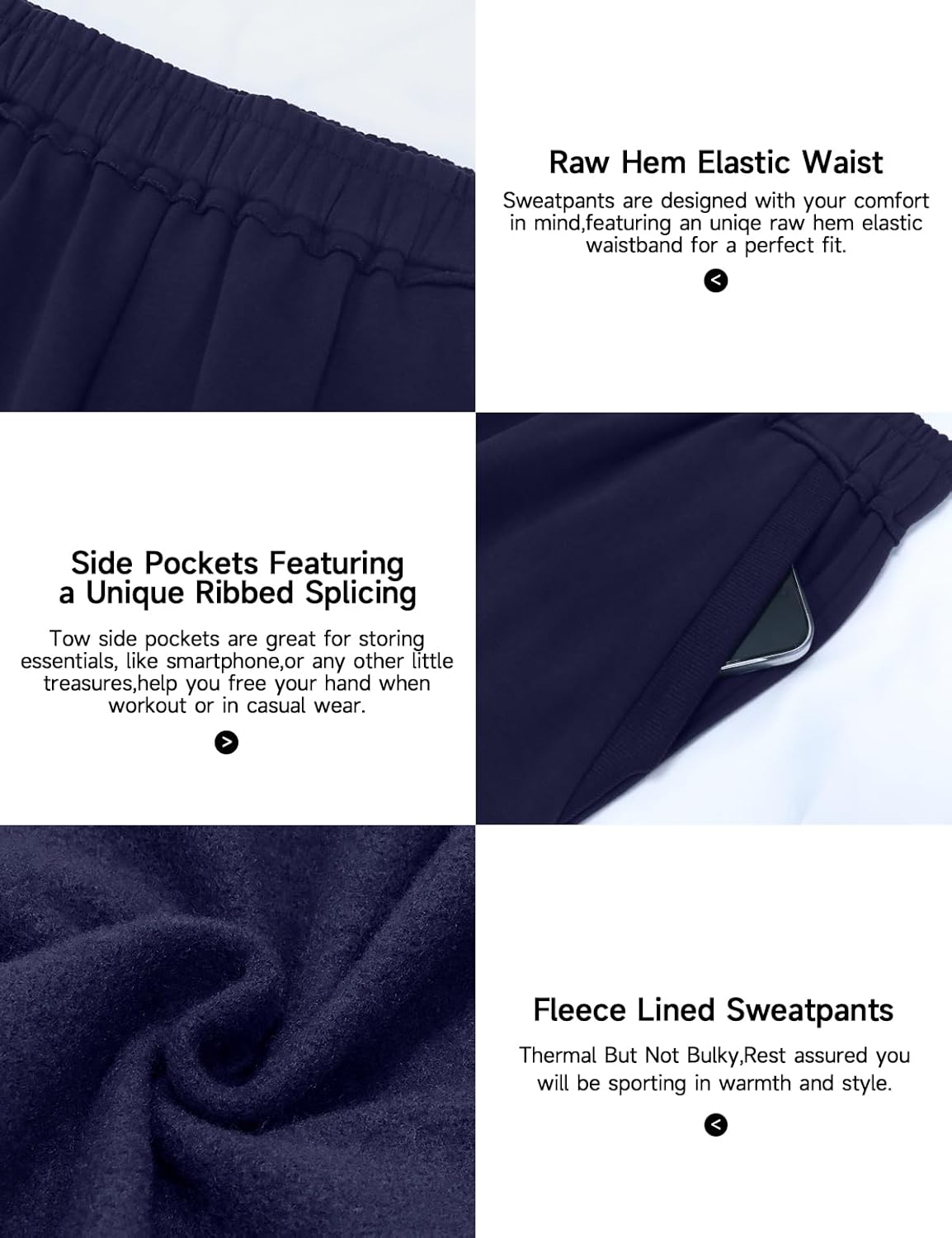 HeSaYep Womens Fleece Lined Sweatpants Wide Leg Baggy Thermal Lounge Pants Raw Hem Elastic Waist Oversized Sweat Pants - Image 5