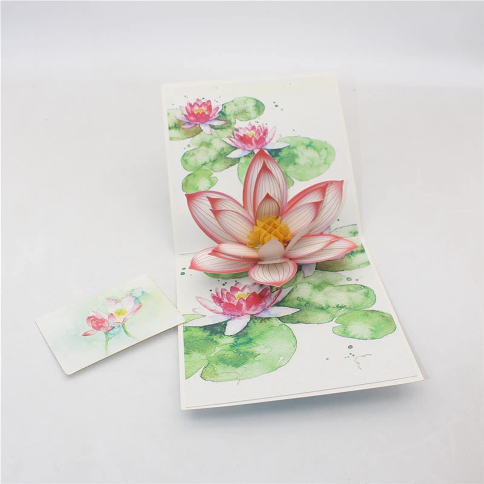 Carte de mariage Cartes de vœux Impression couleur 3D faite à la main Blooming Lotus Flower Papier Cartes de vœux Carte postale Thanksgiving Fête des mères Anniversaire Cadeau créatif Carte de vœux In