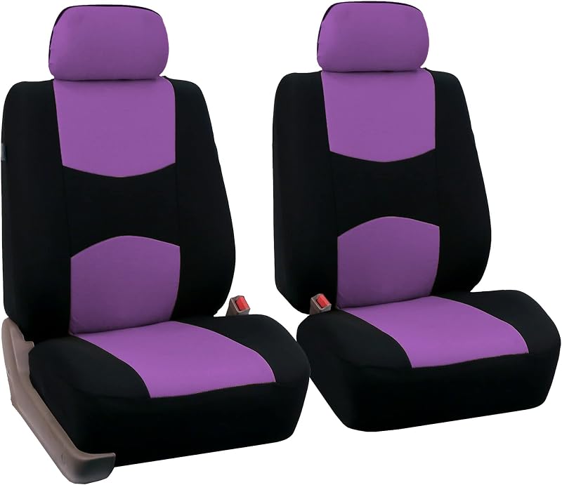 FH Group Car Seat Covers Front Set in Cloth -Car Seat Covers for Low Back Car Seats with Removable Headrest,Universal Fit,Automotive SeatCovers,Washable Car SeatCover for SUV,Sedan,Van Purple