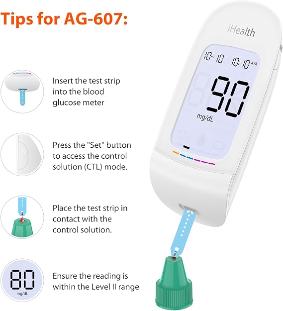 iHealth Control Solution for Blood Glucose Testing Compatible with BG5S100 Gluco& Acacia Glucose Meters, 4mL Vial for Accurate Results