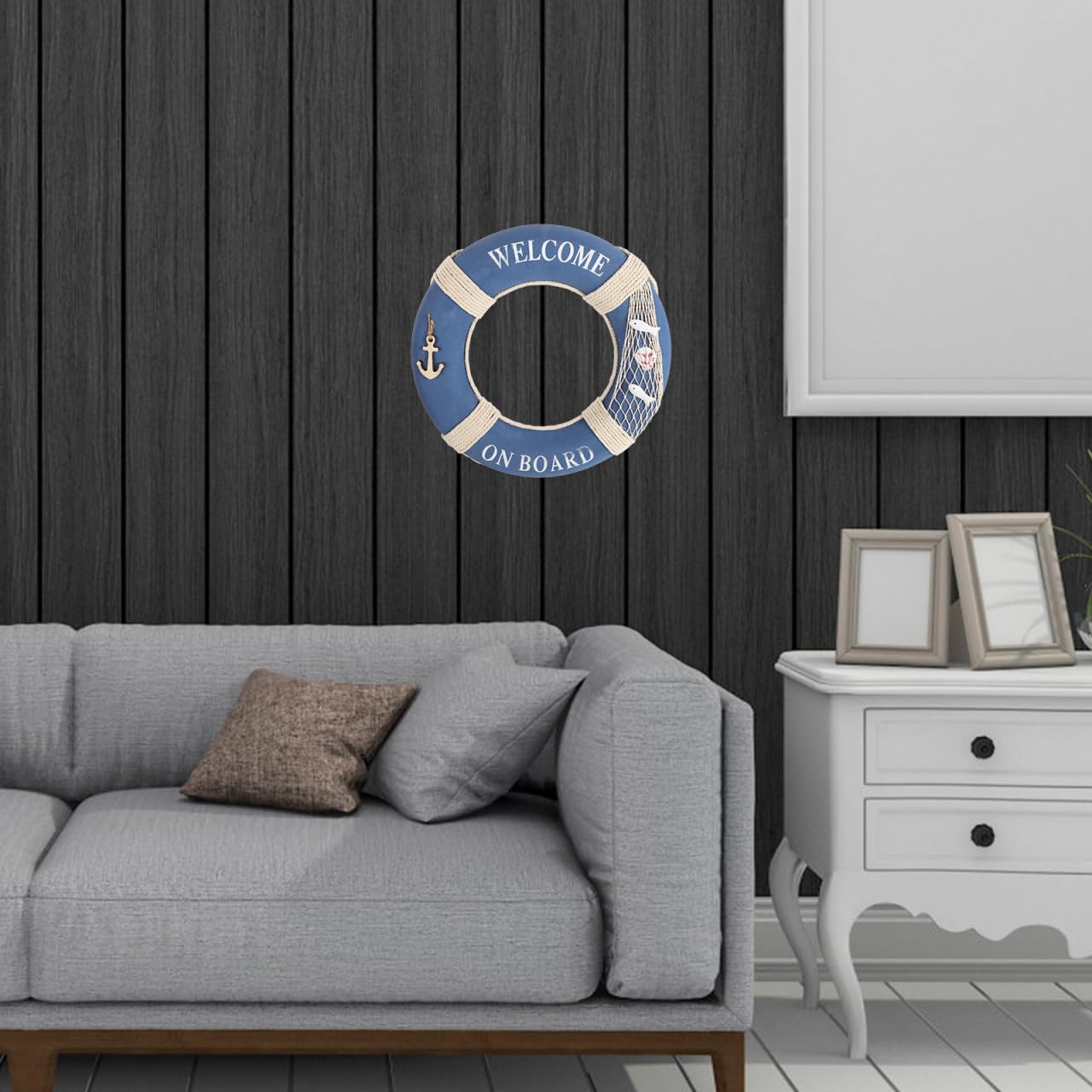 GANAZONO Rettungsring Deko 50Cm Mediterraner Stil Hängende Wanddekoration Für Restaurant Café Bar Heimdekoration Willkommen Schild