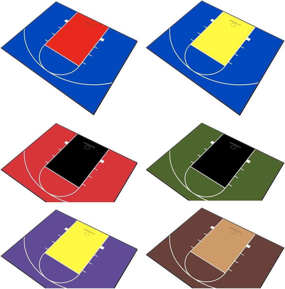 MODUTILE Outdoor Basketball Half Court Kit 30ft x 25ft -Lines and Edges Included-Made in The USA (Red/Blue) : Sports & Outdoors