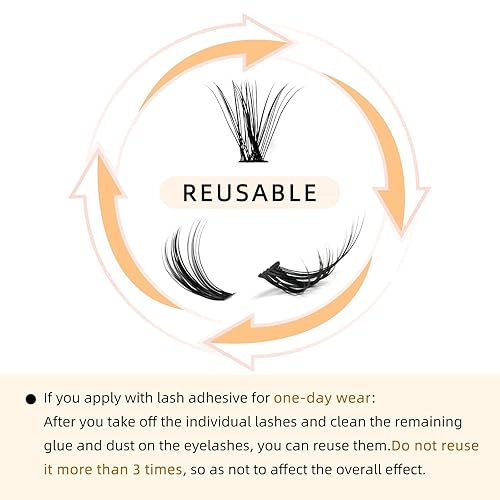Miniatura 8 de QUEWEL 240 racimos de pestañas en racimo 30D 0.07D, mezcla de rizos de 0.35-0.55 pulgadas, pestañas individuales, suaves y cómodas, extensiones de