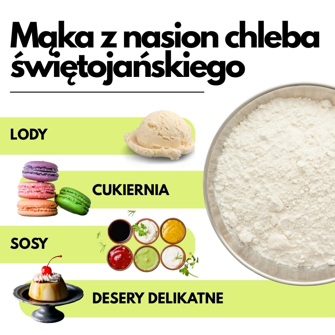 Saporepuro Mączka z nasion chleba świętojańskiego 500 g – BEZGLUTENOWA – 100% czysty naturalny zagęstnik i środek żelujący – Idealna do lodów, sorbetów, deserów i sosów