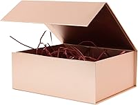 Rsgift Rose Gold Magnetic Gift Box with Lid - 7.8x7x3.1 Inches for Bridesmaid Proposals, Groomsmen, Weddings, Holidays