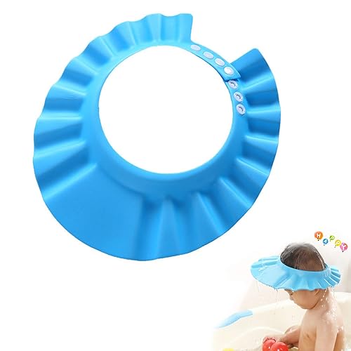 Gorro azul para baby shower, gorro de champú de baño, gorra de visera ajustable, protege tus ojos y cara del agua, adecuado para bebés, niños y
