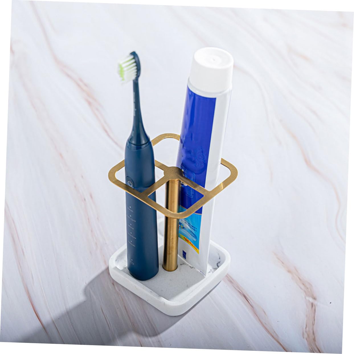 2pezzi Portaspazzolino Inossidabile Base Per Spazzolino e Dentifricio Organizer Per Accessori Design e Facile