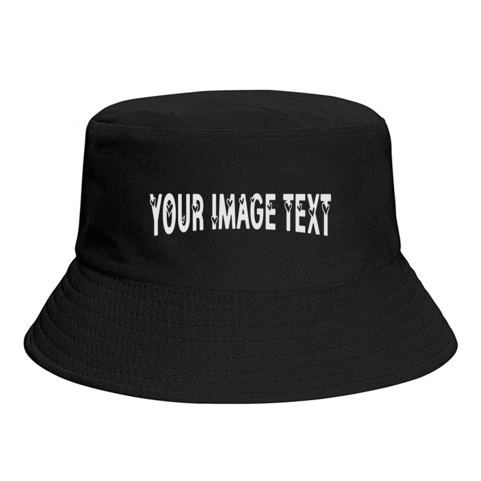 Reversible Bucket Hat Customized Image with Text Travel Beach Sun Hat Black