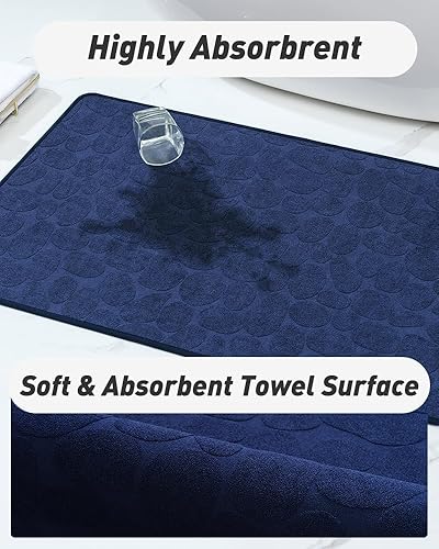 Miniatura 4 de COCOER Tapete de baño antideslizante, súper absorbente, lavable para baño con parte trasera de goma, tapetes de baño finos para debajo de la puerta,