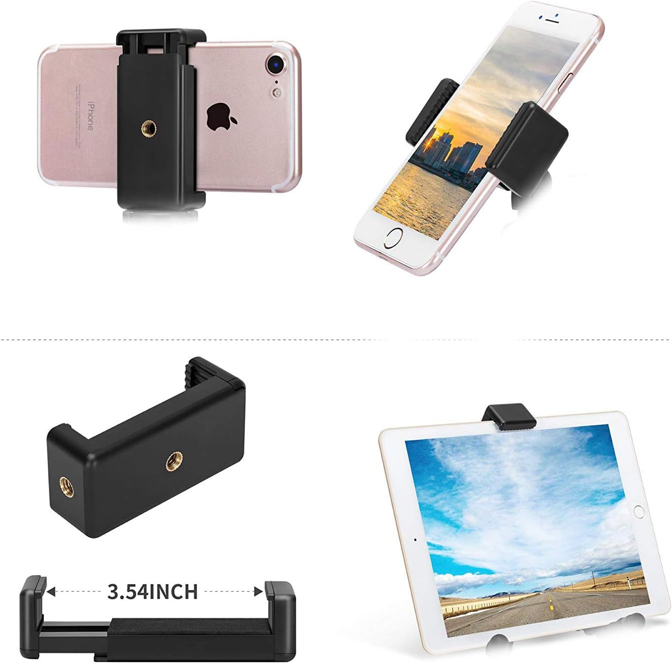 Ailun Phone Tripod Mount Stand Camera Holder for iPhone 14/14 Pro/14 Plus/14 Pro Max/13/13 Pro/13 Pro Max/12/12 Pro/12 Pro Max iPhone 11/11 Pro/11 Pro Max/Xs XR Xs Max 8 7 Plus 6s Digtal Camera, Black