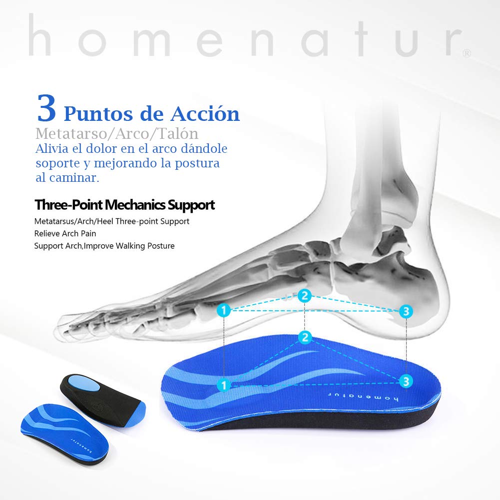 Plantillas Fascitis Plantar - 1 Par - Pies Planos y Cavos - Diseño Ortopedicas Taloneras Media Plantilla Hombre y Mujer - Soporte de Arco 3,2cm - Alivio Dolor (M 38-42)