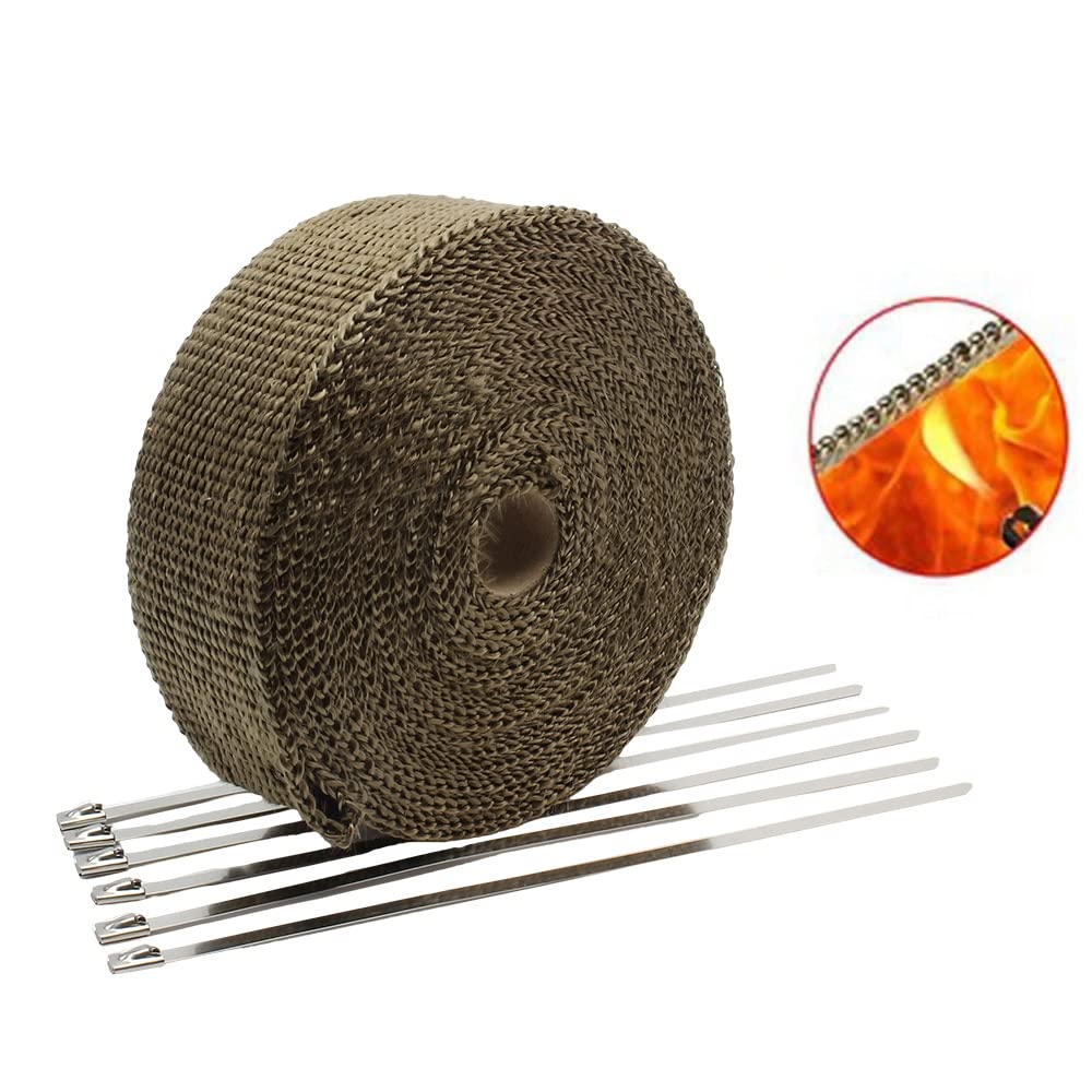 Cinta Anticalorica Para Escapes Cinta térmica de escape de 5cm x 5M/10M/15M/20M, cinta térmica de fibra de vidrio, rollo de aislamiento múltiple resistente con bridas de acero inoxidable Cinta Termica