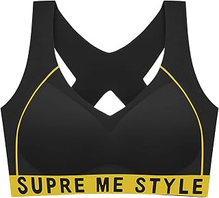 MJJAOQYF Women's Sports Bra Criss-Cross Back Wirefree Medium Support Yoga Bras Gym Running Workout Tank Tops with Removable Cups Size M-5XL