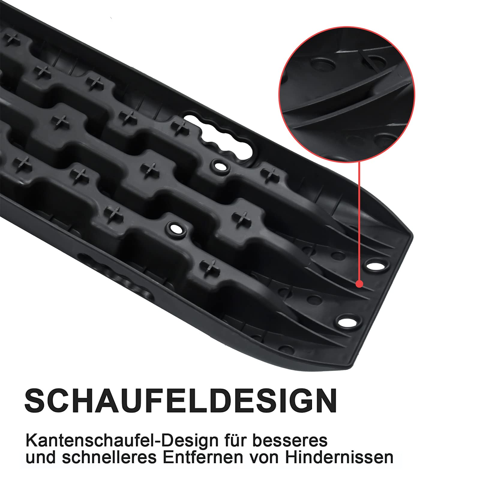 YRHome Zandplaten, starthulp voor camper, recreatieplank, tractie, trekband, zwart, modder, zand, sneeuw, bandenladder, 2 stuks