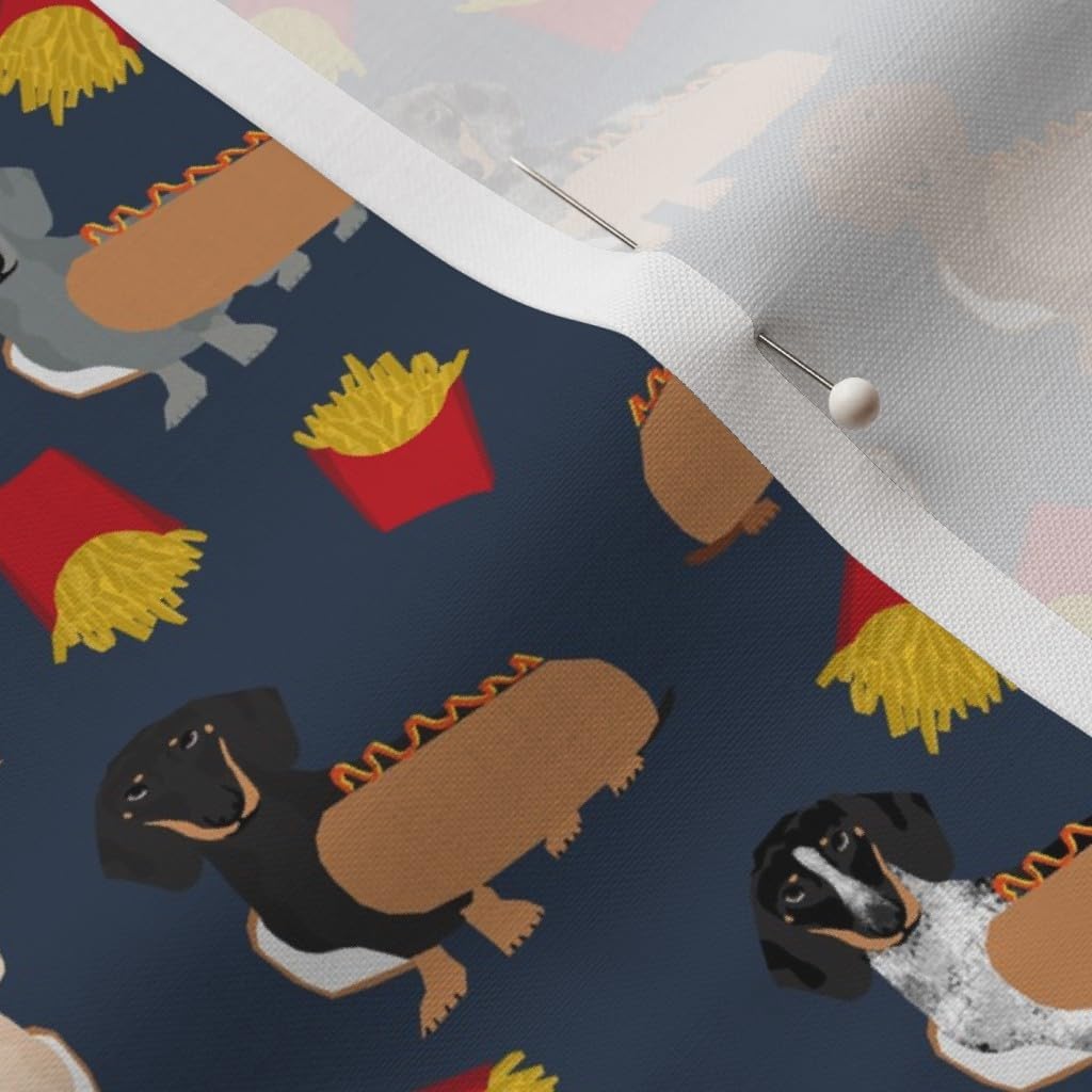 Spoonflower Fabric - Hot Dogs Fries Cute Dachshunds Best Dog Food Junk Dachshund Printed on Petal Signature Cotton Fabric Fat Quarter - Sewing Quilting Apparel Crafts Decor