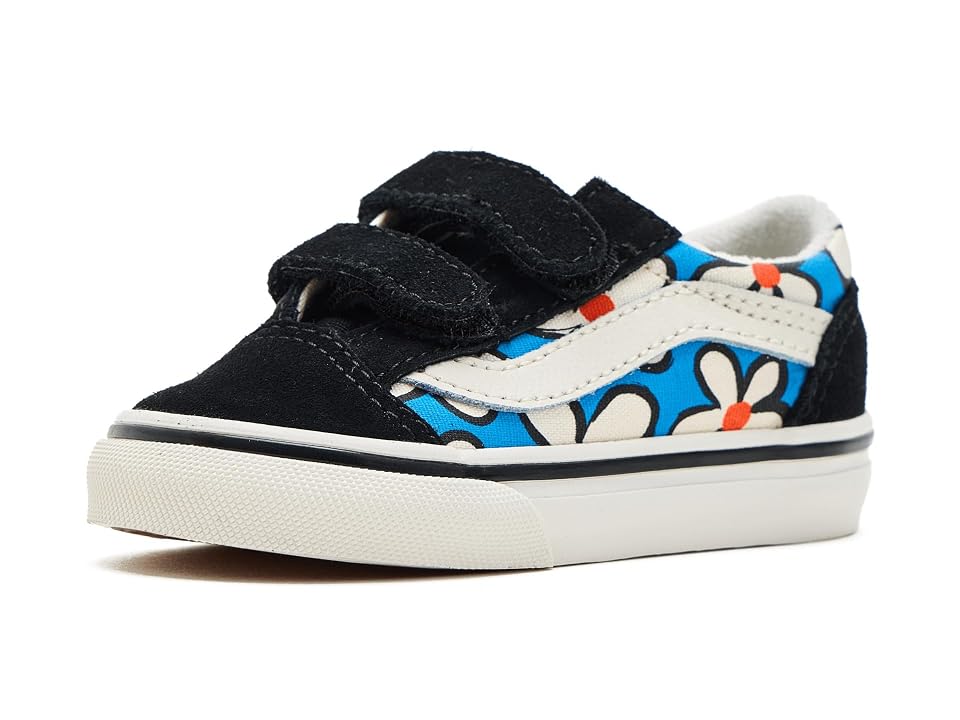 Vans Kids Old Skooltm V (Infant/Toddler) Kid's Shoes Painted Floral Bright Azure : 7 Toddler M, Canvas/Suede