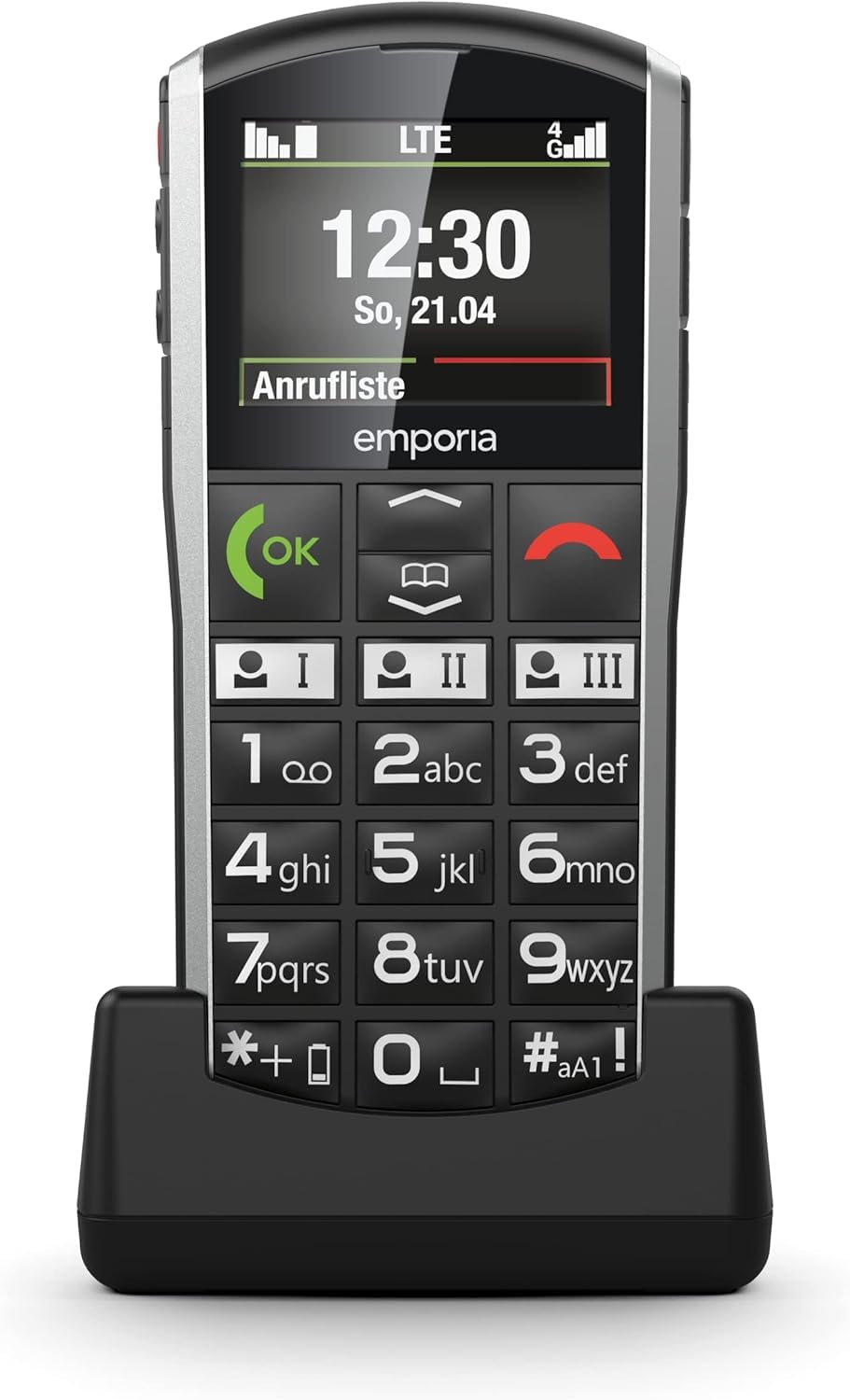 Emporia EmporiaSIMPLYCITY-LTE, Teléfono móvil con Botones sin Contrato, teléfono móvil con botón de Llamada de Emergencia, Teclas extragrandes, Ideal para Personas Mayores, fácil manejo, Negro