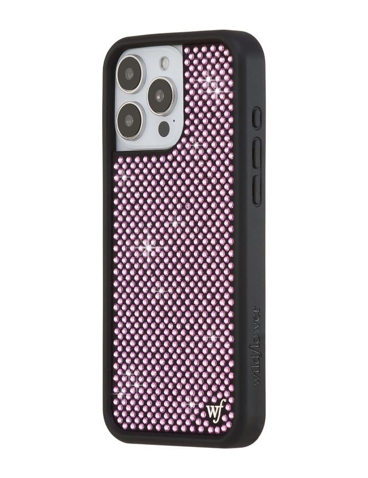 Image of Wildflower Cases - Compatible with iPhone 16 Pro Max | Protective Black Bumper, 6.5ft Drop Test Certified, Women Owned Small Business | Trendy Sparkle New Cute Diamond | Rhinestone Collection - Pink