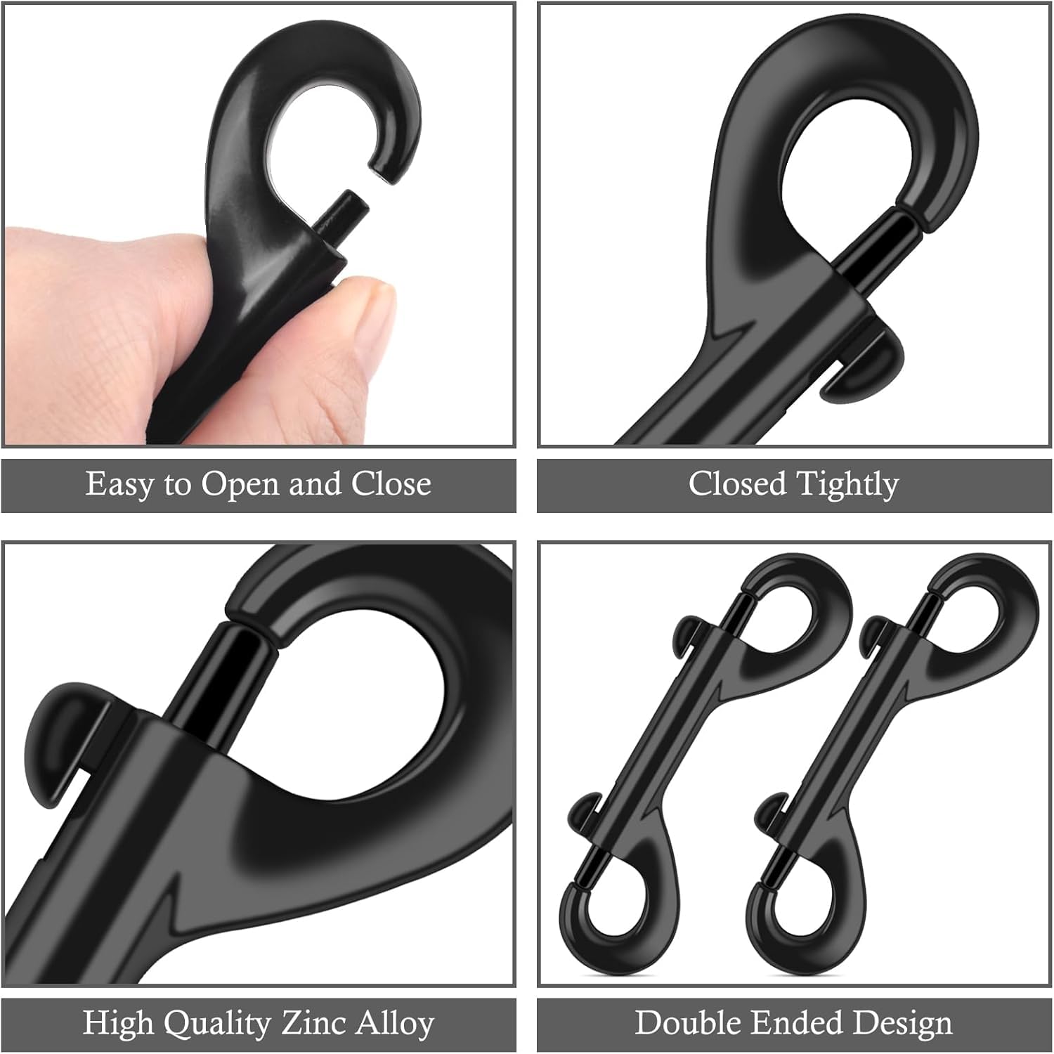 ERKOON Extra große doppelseitige Karabinerhaken, 11,9 cm, 100 kg Tragkraft, Zinklegierung, doppelseitige Clips, robuster Karabinerverschluss für Hundeleinen, Wassereimer, Pferdefutter, Hängematten (25