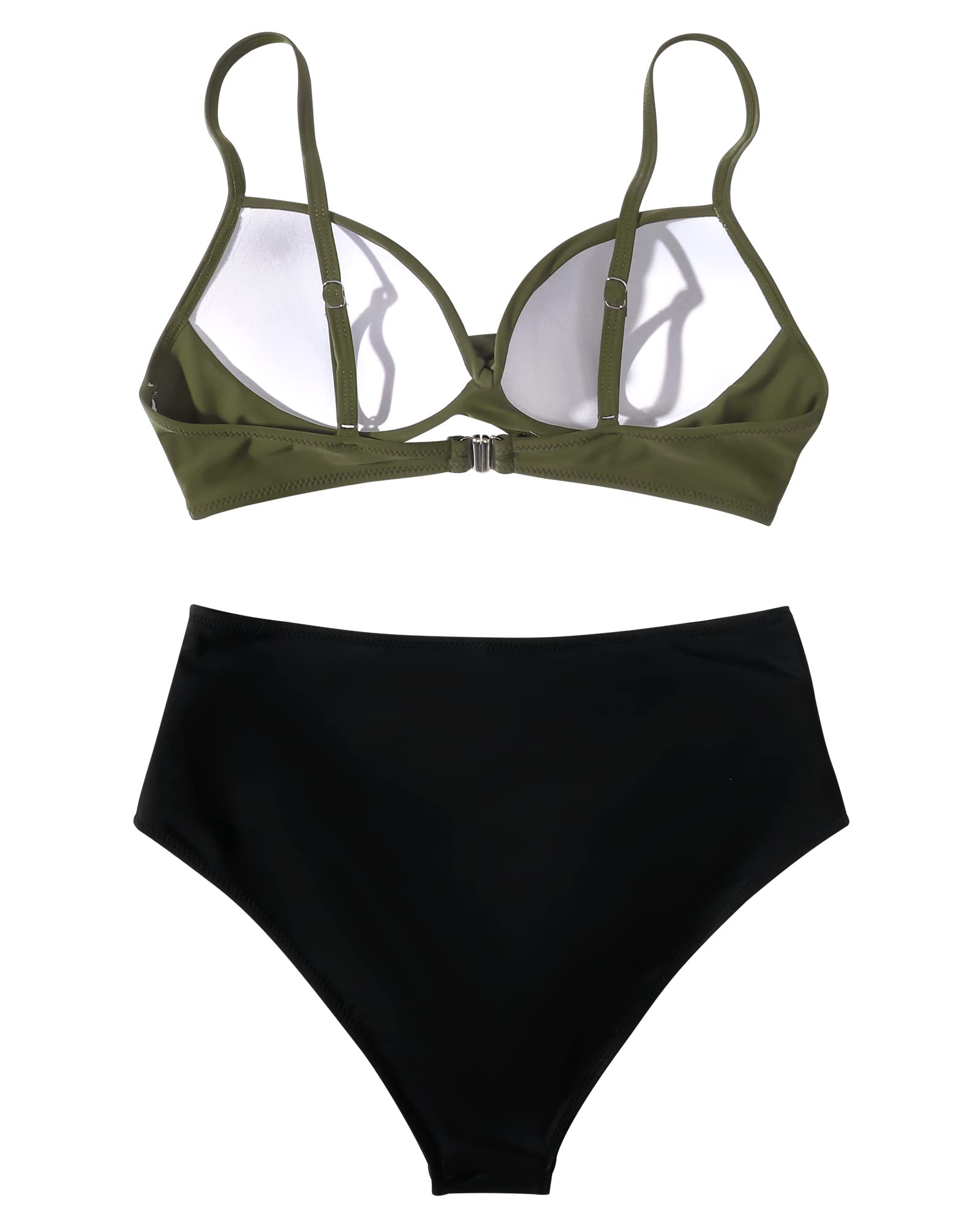 RXRXCOCO Bikini push-up pour femme - Taille haute - Maillot de bain