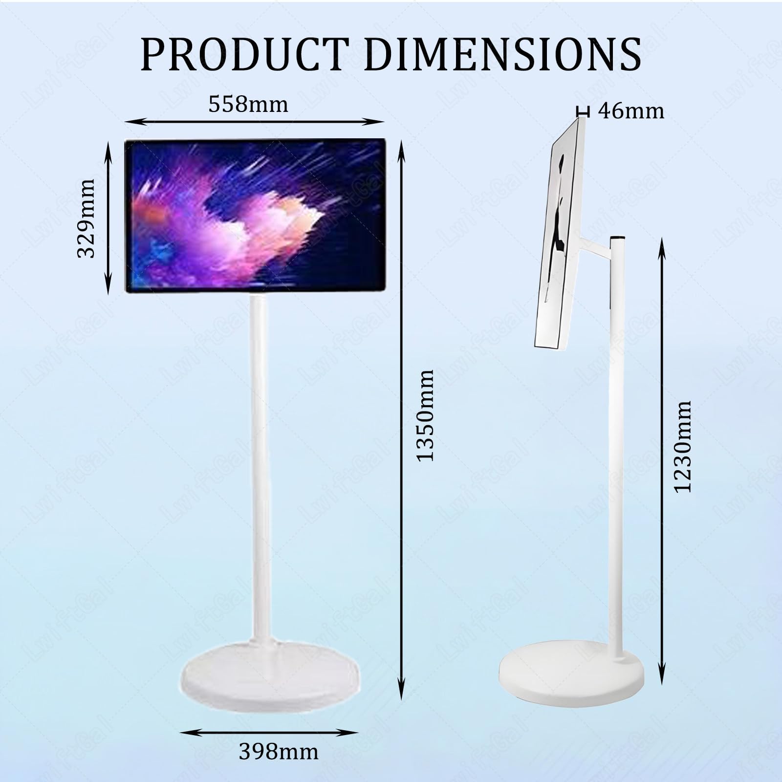 Monitor touchscreen portatile 1080p, TV wireless con rotazione completa girevole, ampio display, batteria di lunga durata, frequenza di aggiornamento 60Hz, RAM 4G, archiviazione 64G