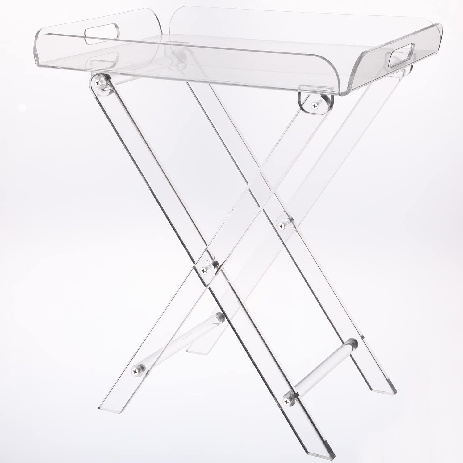 CLLVGOKD Clear Acrylic Folding Tray Table, Modern Creative