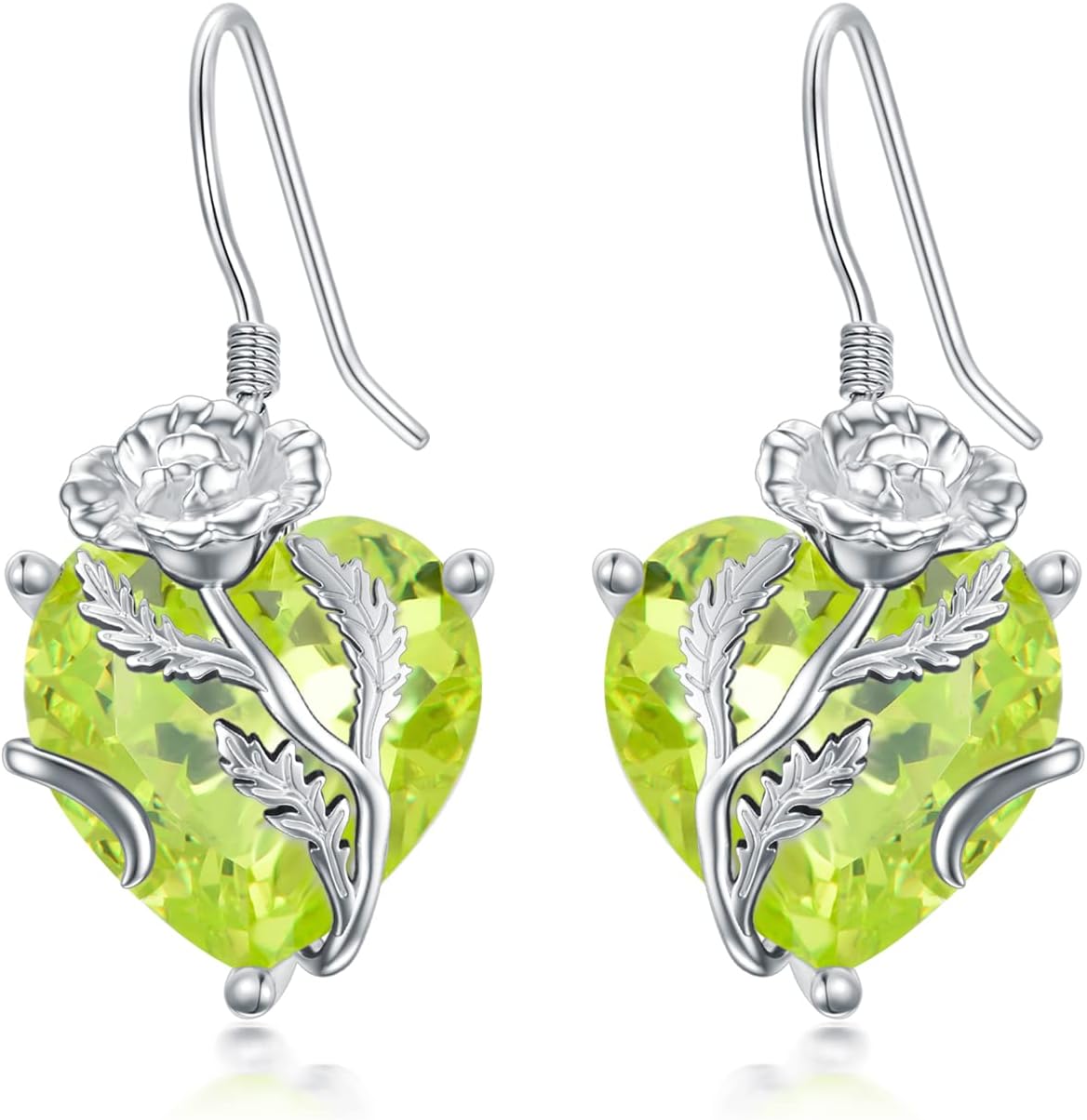 TOUPOP Birth Flower Earrings 925 Sterling Silver Month Floral Earrings Birthstone Crystal Jewelry Birthday Gifts for Women Wife Mom