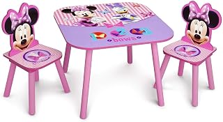 Delta Children Disney Minnie Mouse 3-Piece Kids Table & Chair Set - Pink, Safe for Arts, Crafts, Snacks & Homework Ages 3+