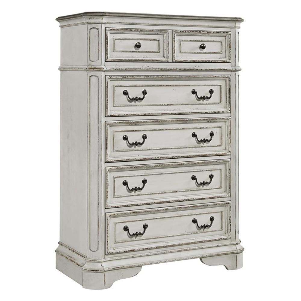 Condition photo showing New/Like New for liberty furniture industries magnolia manor 5 drawer chest, w38 x d19 x h54, white