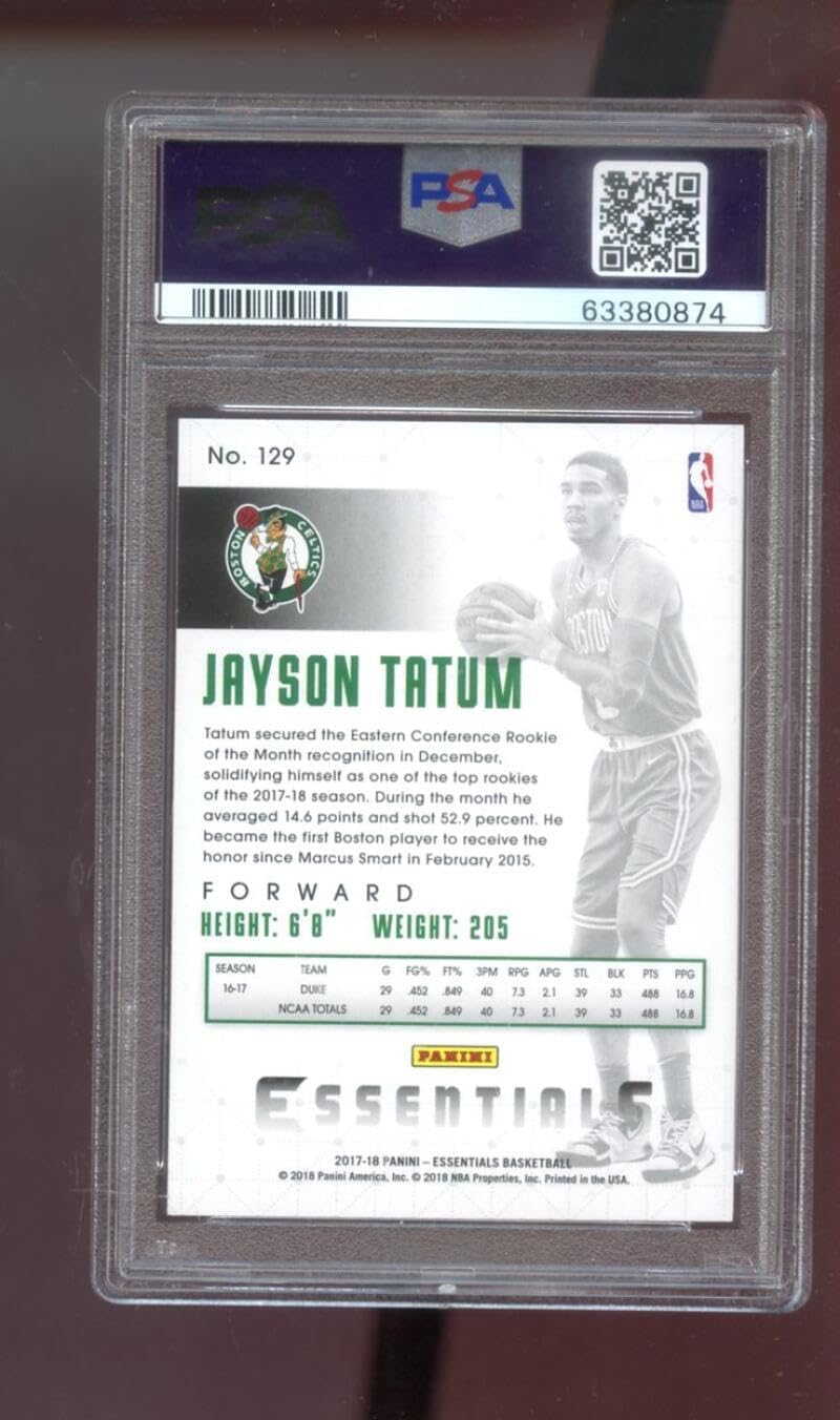 2017-18 Panini Essentials Retail #129 Jayson Tatum ROOKIE RC PSA 9 Graded Basketball Card NBA Jason 17-18 Boston Celtics 2017-2018