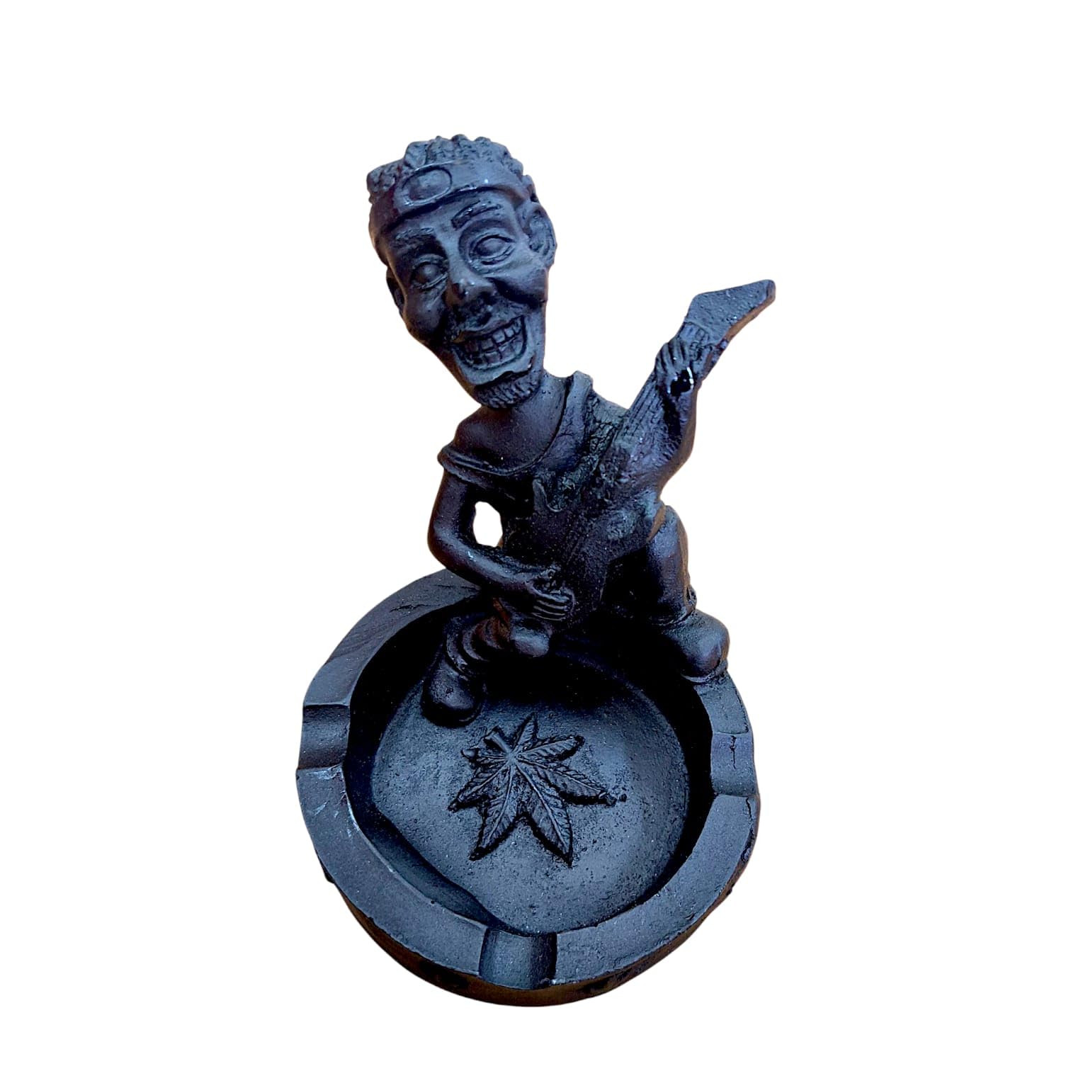 Resin Ashtray, Men Playing Guitar Design, Heavy Duty Heat-Resistant, Decorative Tabletop Ash Tray for Home, Office and Bar (Black)-image-4