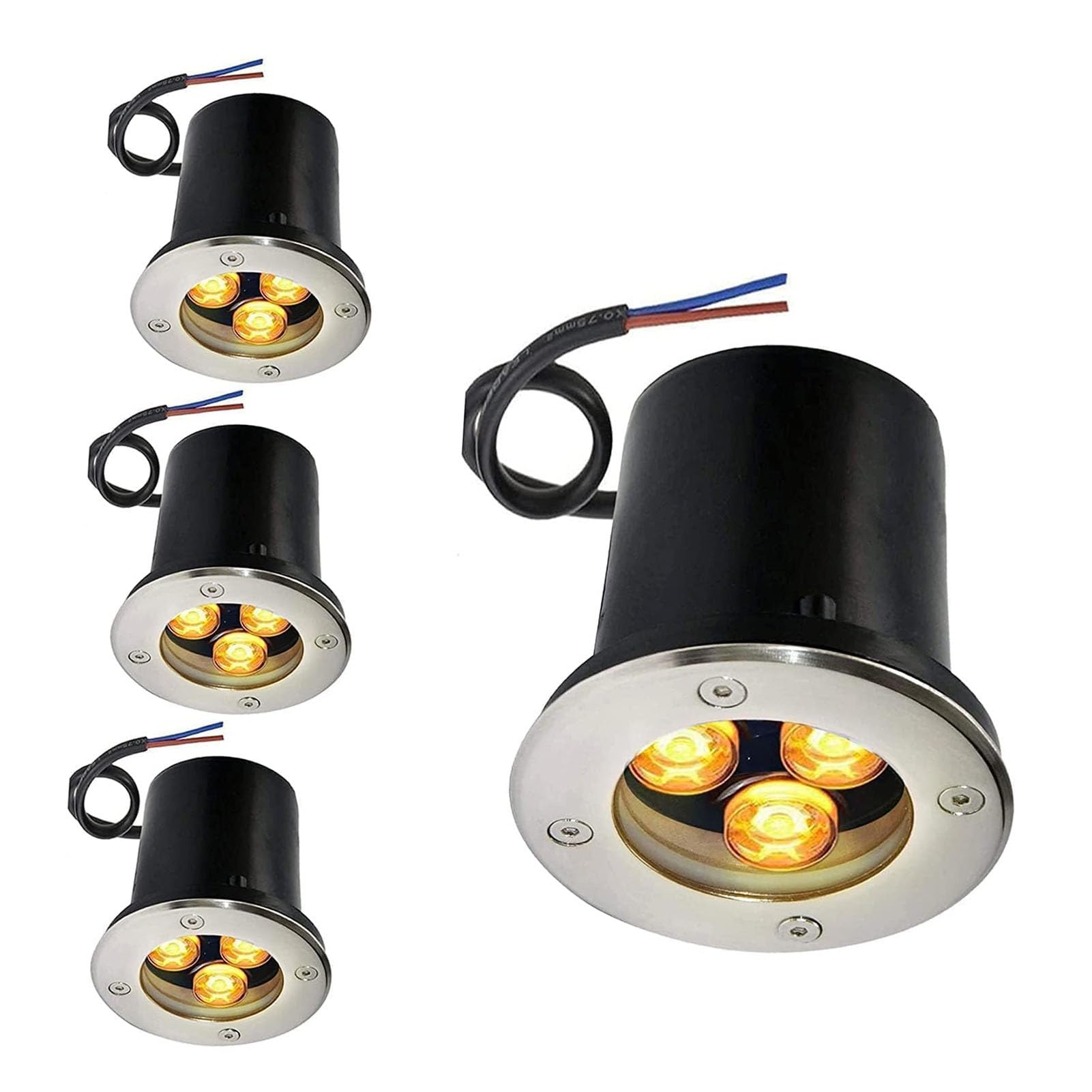 Spot encastré étanche IP67 lot de 4 lampes de jardin enterrées rondes 3W