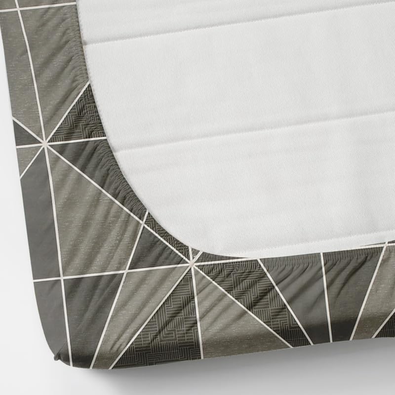 Image of NEW LEAF Premium Cotton Elastic Fitted Bedsheets with 1 Pillow Covers |Printed Single Bed Elastic 220 TC Supersoft Breathable & Wrinklefree | for 72x36+6 Inches, Dark Grey