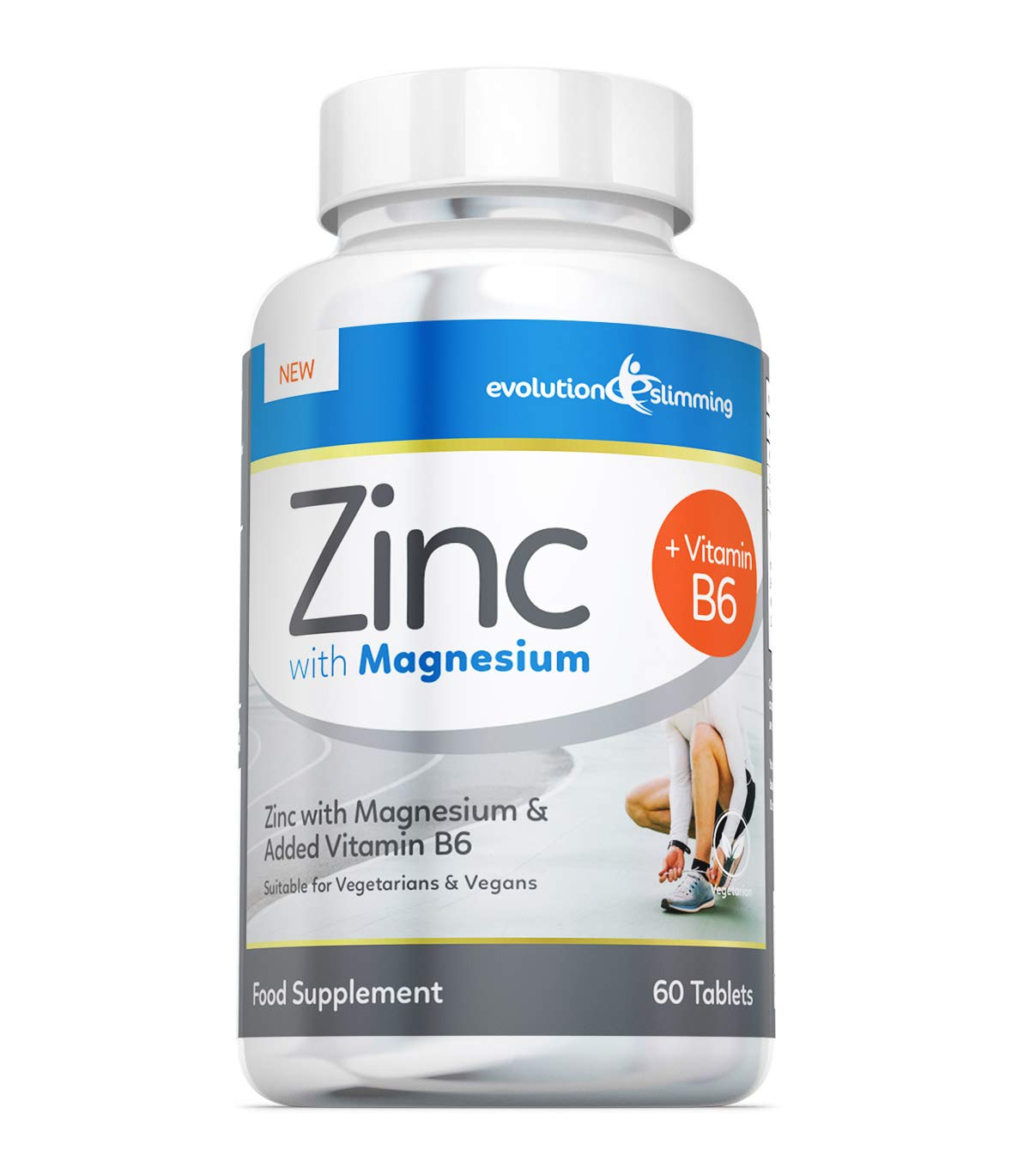 Zinc Tablets with Magnesium & Vitamin B6, Suitable for Vegans & Vegetarians, 60 Tablets, Evolution Slimming