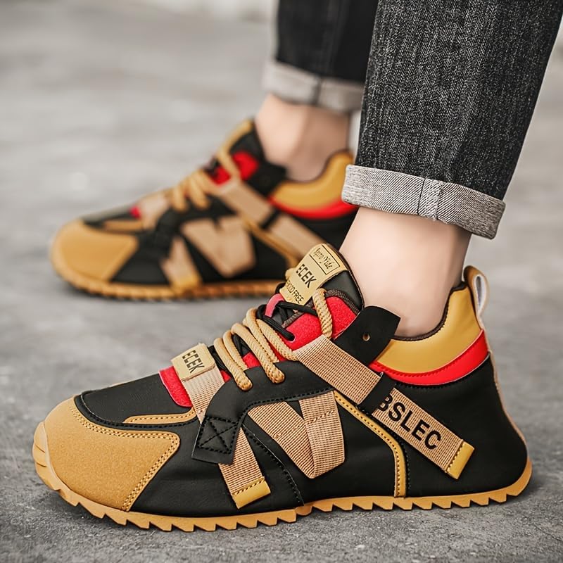 Men's Plus Size Fashion Sneakers - Versatile, Non-Slip Casual Shoes for All Seasons, Lace-Up with Faux Leather Upper - Image 4