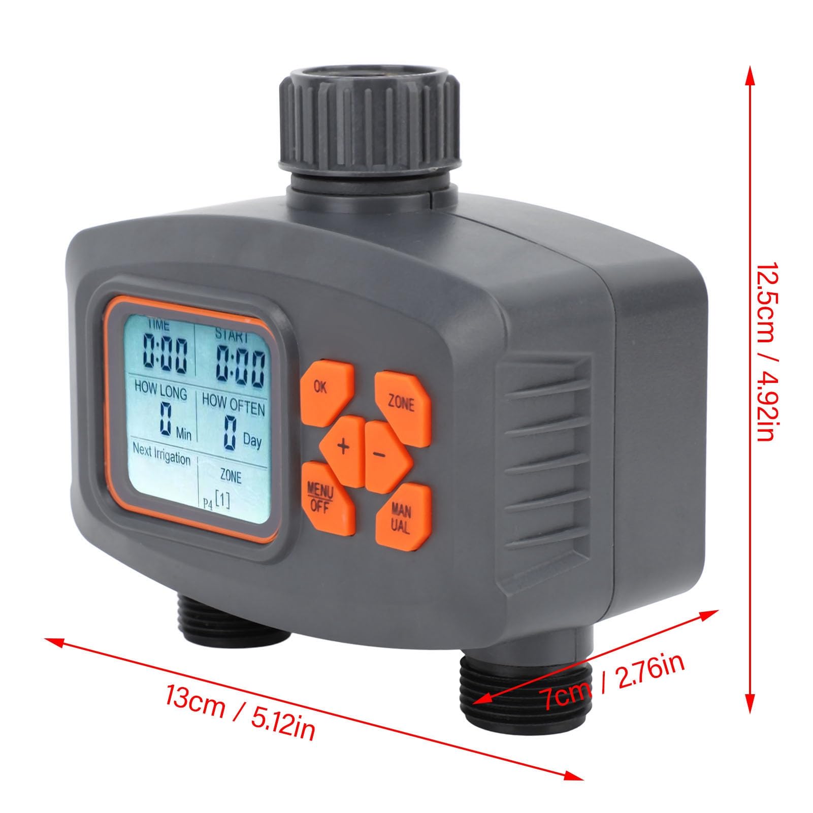 Programmatore per irrigazione a doppia uscita per prato, programmatore per irrigazione da giardino con design antipioggia, timer programmabile per rubinetto per sistemi