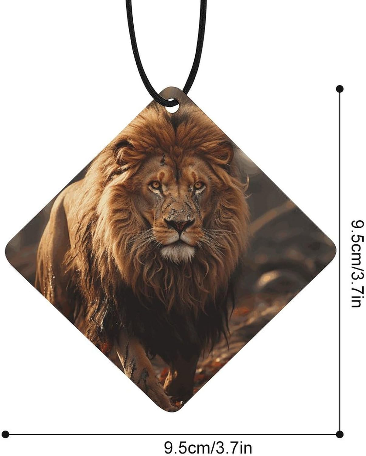 Lion Image Car Air Freshener Hanging, Long Lasting Scented Car Aromatherapy Tablets, Rhombus Fragrance Scented Cards for Vehicles, Bedroom, Wardrobe White-style image 2