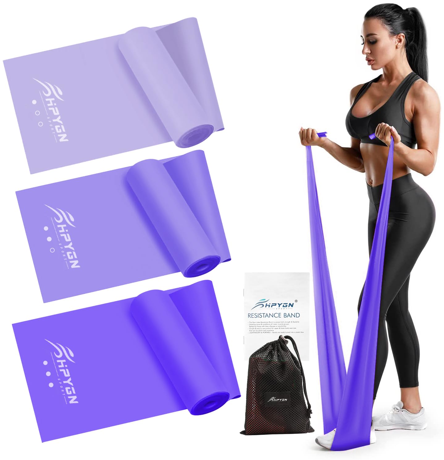 Resistance Bands, Exercise Bands, Physical Therapy Bands for Strength Training, Yoga, Pilates, Stretch Elastic Band with Different Strengths, Workout Bands for Home Gym